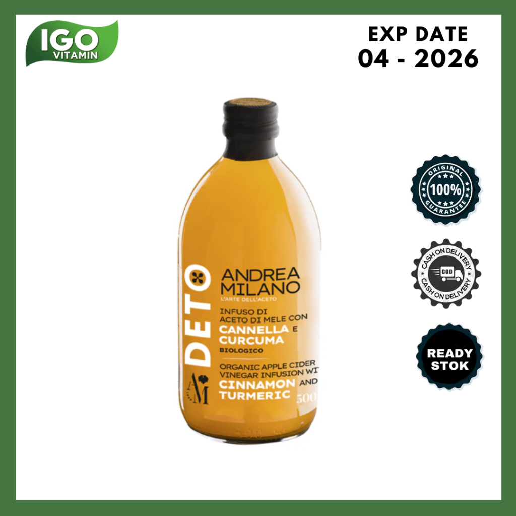 

Cuka Apel Andrea Milano Organic Infusion Apple Cider Vinegar With Cinnamon & Turmeric 500 Ml
