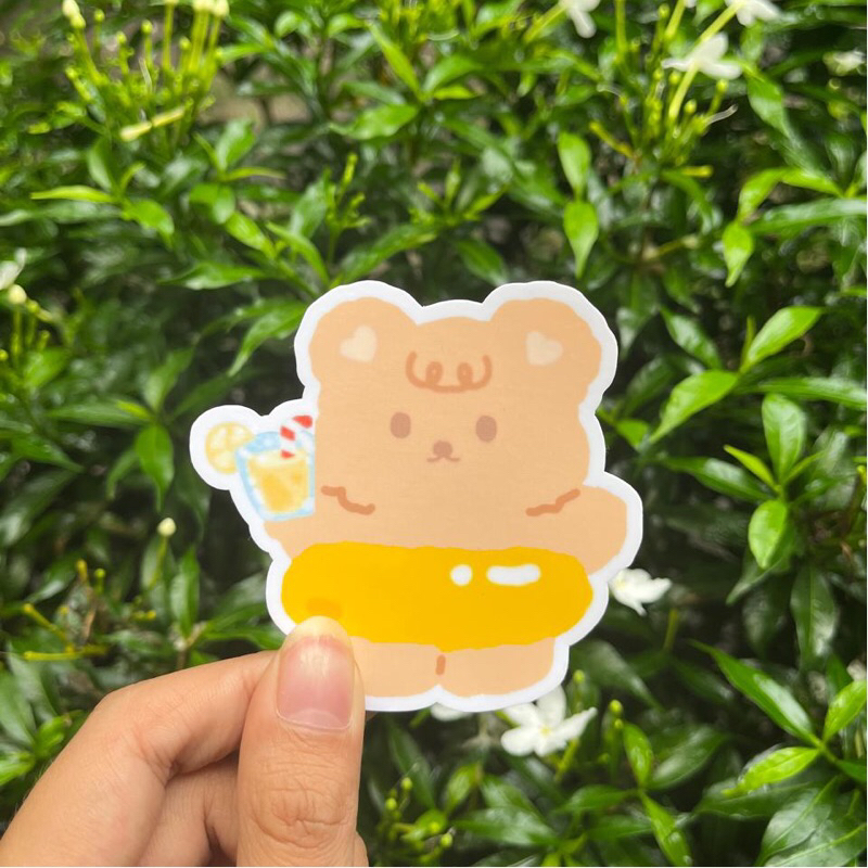 

STICKER DEKO JURNAL | DIE CUT WATERPROOF | SUMMER WITH BEARY | BEARYBOOTH