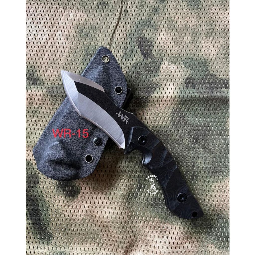 Pisau Tactical Kydex WR 15 / Pisau WR Tactical Outdoor + Holster Dan Teklock / Pisau Camping Surviva