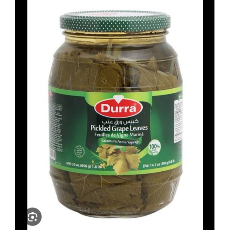 

Daun Anggur Durra / Durra Pickled Grape Leaves merk Durra 850 gram