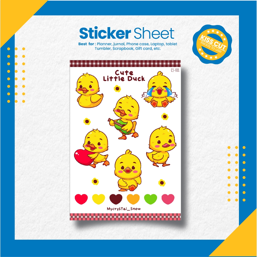 

Stiker Bebek Lucu / Cute Little Duck Sticker Sheet [CS-001]