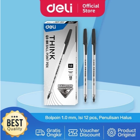 

Pulpen Ballpoint Deli Think Q3-BK 0.7mm/ Bolpoin / Pena / Ballpoint