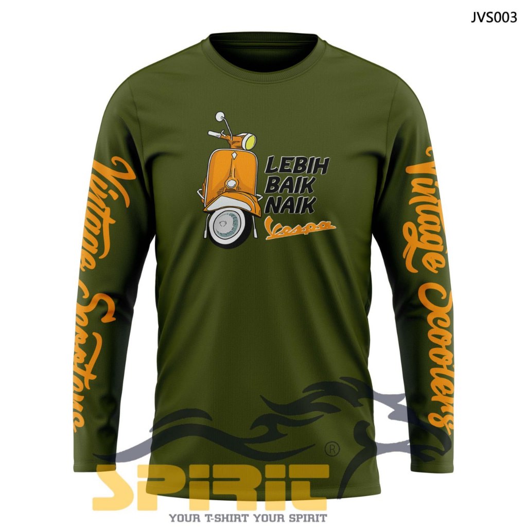 Kaos Vespa Motor Tua Antik Baju Vespa Scooter Original Classic Touring T Shirt Vintage Lengan Panjan
