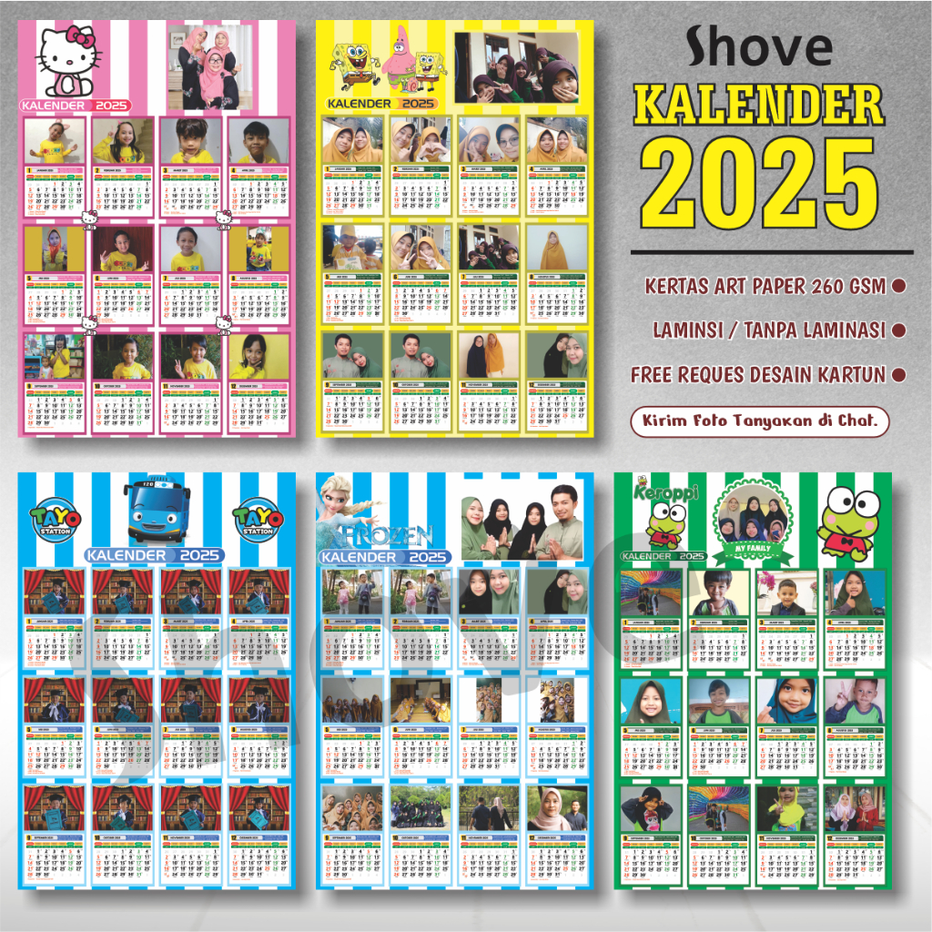 

Cetak Print Kalender Custom Foto 2025 12 Photo Karakter Kartun