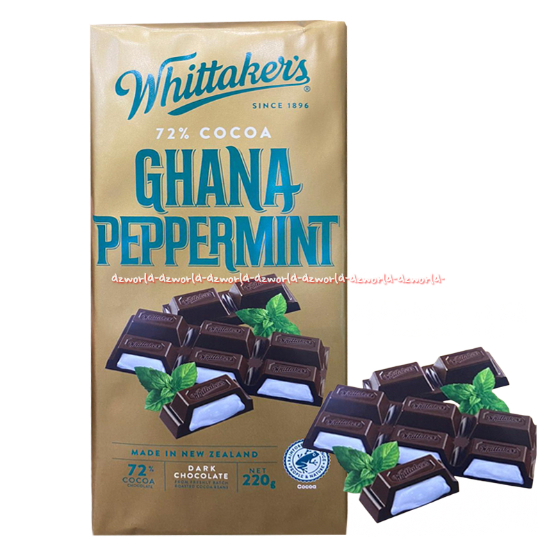 

Whittaker's 200gr Ghana Peppermint Coklat Whittakers Witakers Import Made ini New Zealand 72% Cocoa 200 gr Cokelat Ghanna Mint