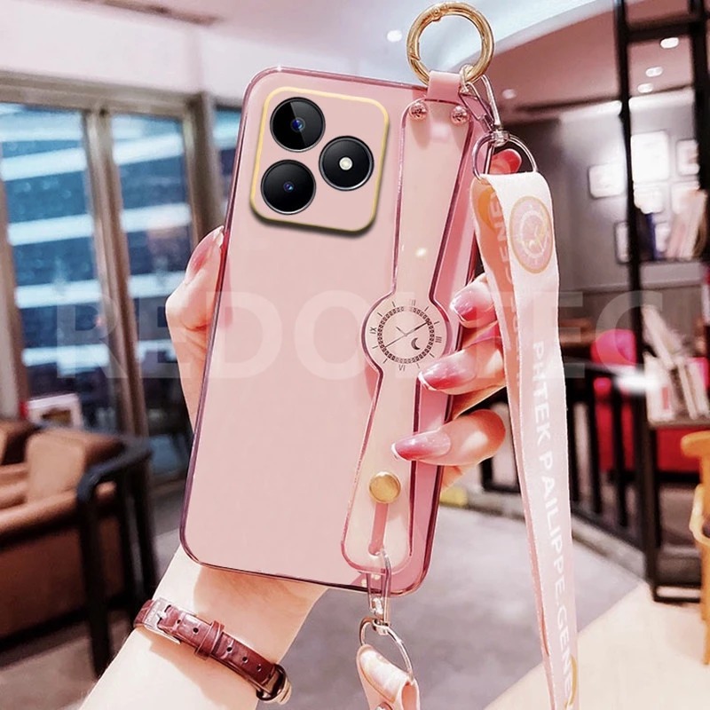 CASE OPPO A3X A60 A38 A18 A17 TALI SLEMPANG SOFT CASE PLATING GLOSSY STRAP CASING SILIKON HP