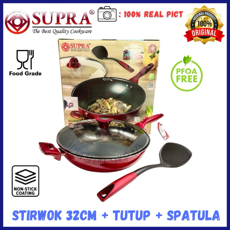 SUPRA Rosemary Stirwok 32cm+LID / Wajan Teflon Supra 32cm+Tutup