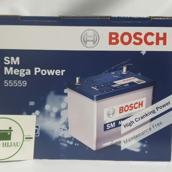 Aki Accu Baterai Mobil BOSCH MF DIN55559 55AH - Chev Spin, Ford Focus,  Clio, VW Golf