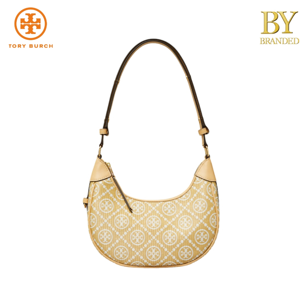 [ORI]TORY BURCH MONOGRAM RAFFIA CRESCENT SHOULDER BAG TAS WANITA