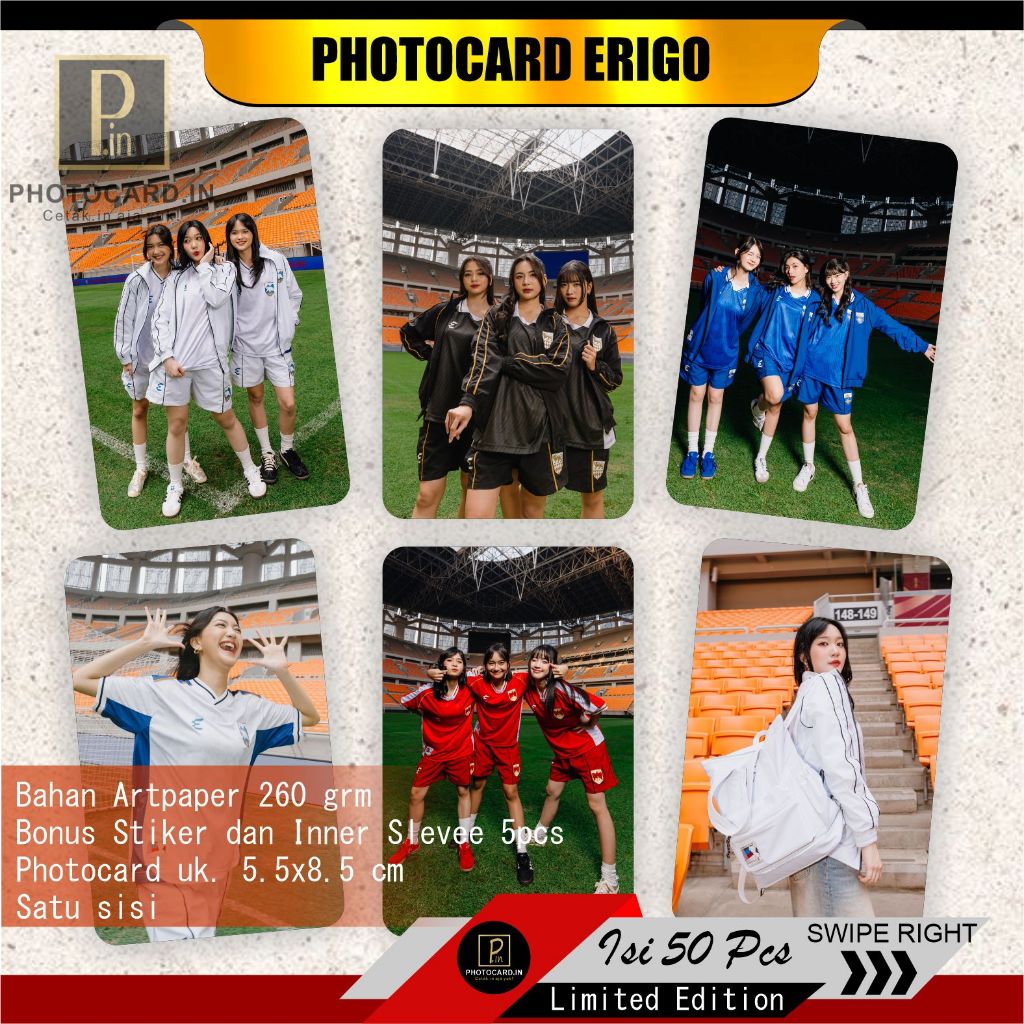 Photocard JKT48 Edisi Erigo Jersey Bola isi 50 pcs (Free Stiker dan Inner Slevee 5pcs) Unofficial/Fa