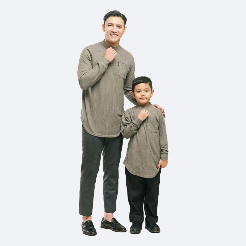 KHOIRUMMAH Koko Kurta Zain Couple | Baju Muslim Kaos Ayah Dan Anak - Sage