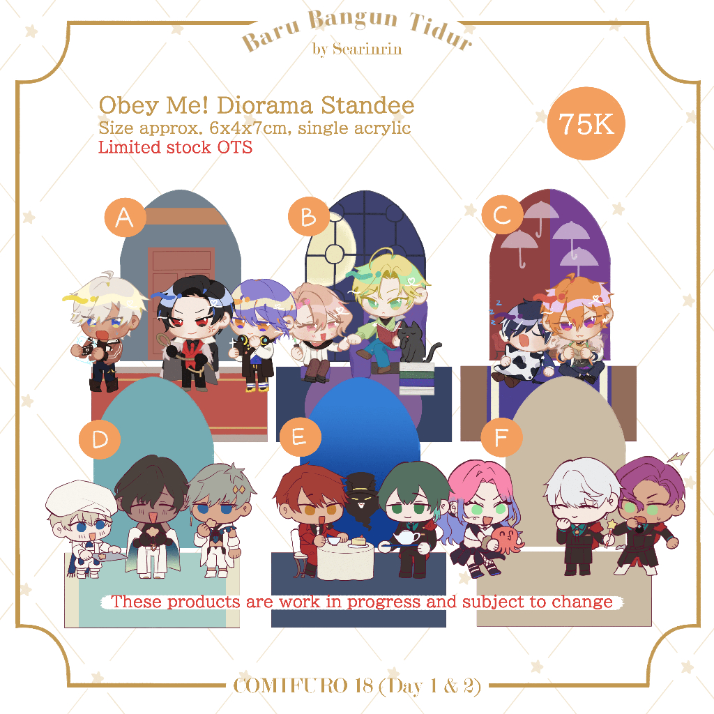 Fanmerch Obey Me Diorama Standee by Searinrin