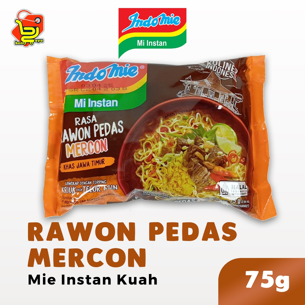 

Indomie Mi Rawon Pedas Mercon Mie Kuah Instan 75g