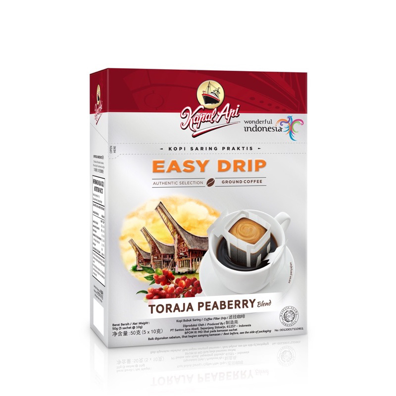 

Kapal Api Easy Drip Toraja Peaberry - Kopi Drip Toraja Peaberry (5x10gr)