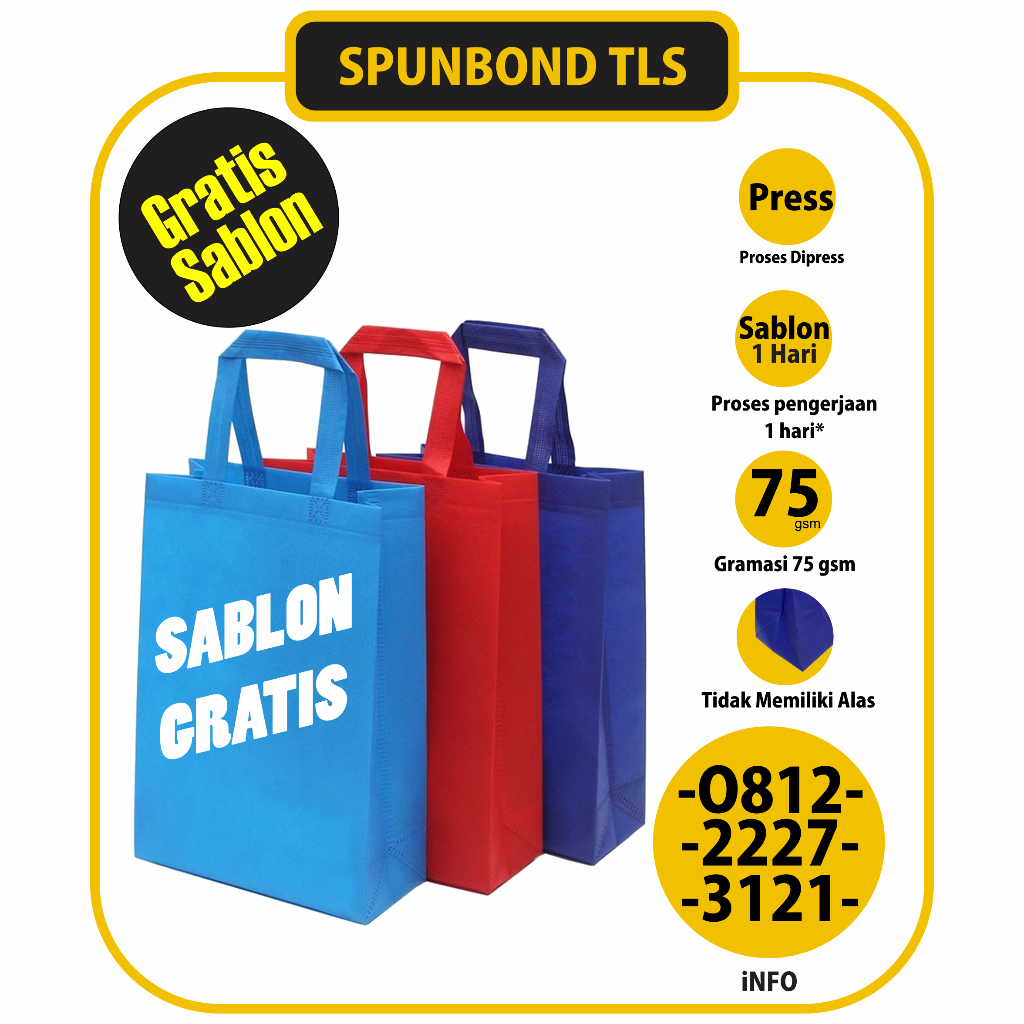

TAS SPUNBOND / TAS GOODIE BAG LIPAT SAMPING UNTUK TAS SOUVENIR, SYUKURAN, PROMOSI KOTA BANDUNG