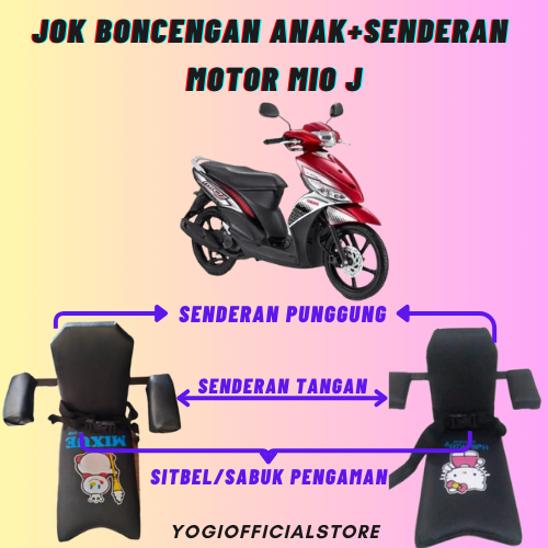 JOK BONCENGAN ANAK+SENDERAN- AKSESORIS SEPEDA MOTOR UNTUK MOTOR MIO J,MIO SPORTY,MIO M3,MIO SOUL,MIO