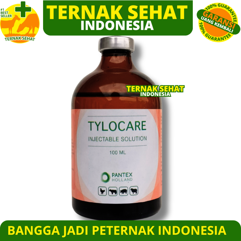 TYLOCARE 100ML PANTEX HOLLAND - Tylosin Obat Antibiotik Pernafasan Hewan Ternak Sapi Kambing Babi An