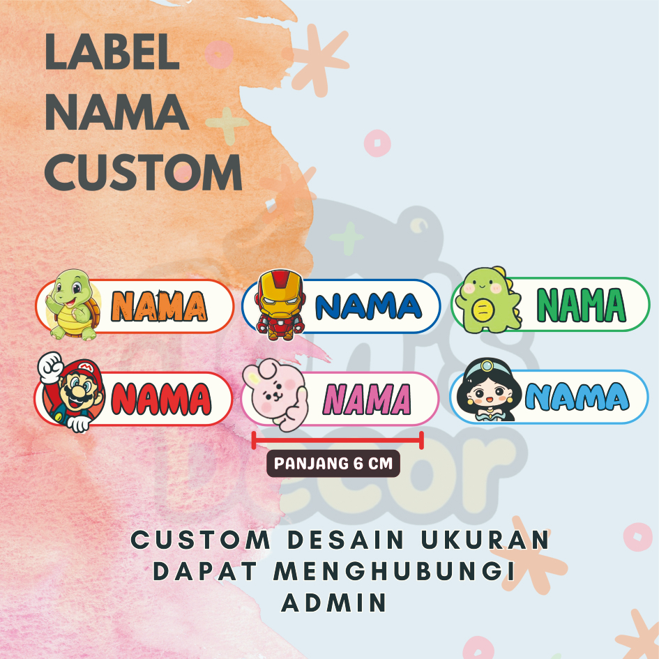 

Stiker Nama Label Custom Waterproof