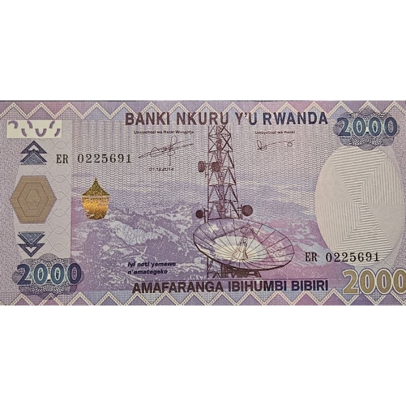 #Termurah Uang Negara Rwanda 2000 Amafaranga kondisi UNC GRESS MULUS 2014 Dijamin Original 100%