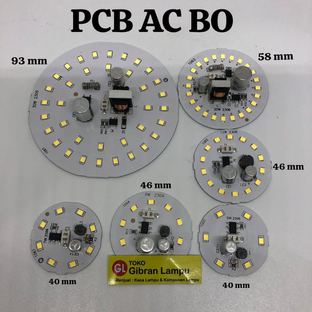 PCB Mata Lampu LED AC Kode BM BO - DOB Mata LED AC All Watt