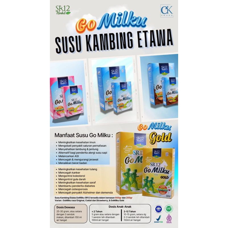

SUSU KAMBING ETAWA GOMILKKU SR12/SUSU KAMBING PREMIUM/ UNTUK ANAK ANAK DAN DEWASA/600gram