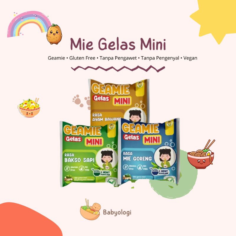 

Mie Gelas Mini Gluten Free Geamie Non MSG Tanpa Pengawet Pengenyal Sehat Aman Untuk Anak MPASI