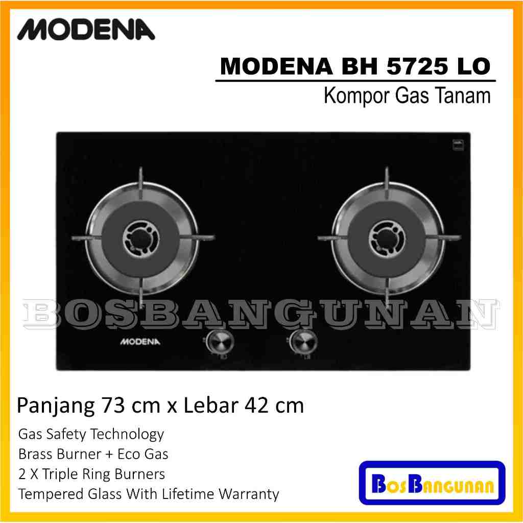 Kompor Tanam Gas MODENA BH5725LO / Kompor Gas MODENA BH 5725 LO 2 Tungku / Kompor MODENA