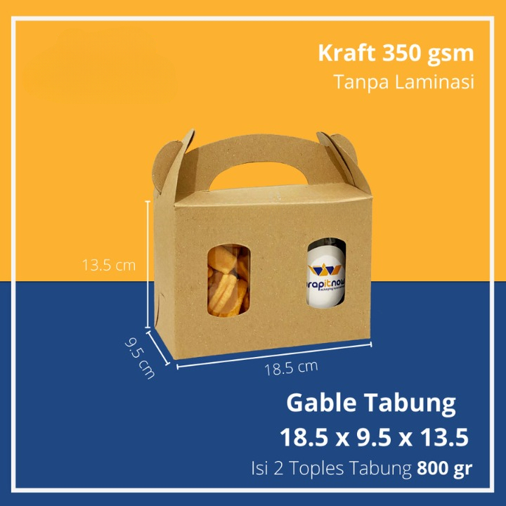 

(10pcs ) Gable Box Kemasan Toples Kuker Cookies 800gr Isi 2 Dus Souvenir Snack Size 18x8x13cm