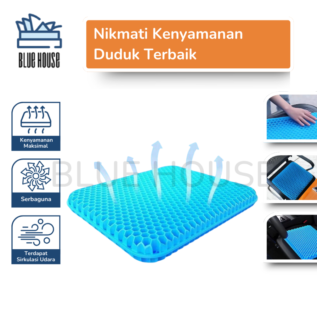 Bantal Alas Duduk Kursi Jok Mobil Lantai Silikon Gel Dingin Anti Panas Super Empuk Nyaman Dipakai Se