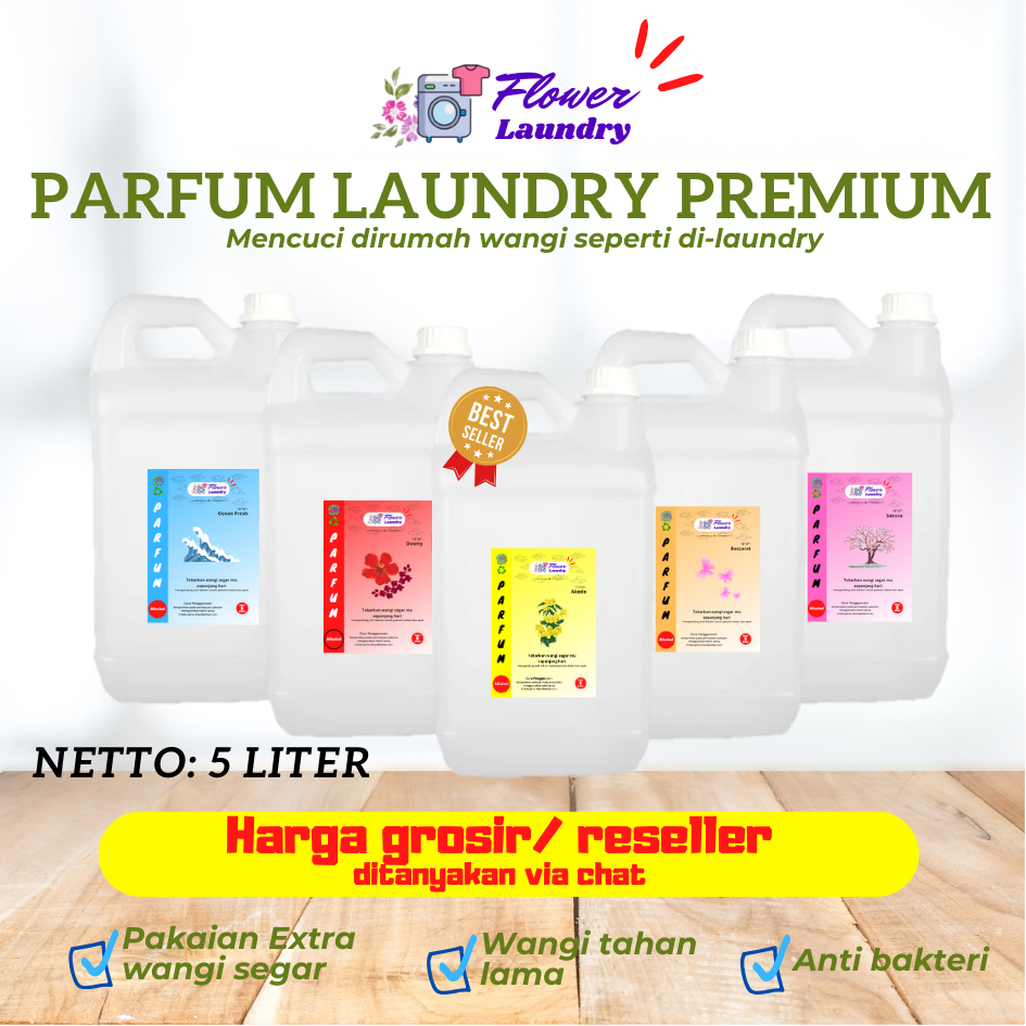 Parfum Laundry 5 L/ Parfum Laundry Premium Pakaian [ Flower Laundry ]