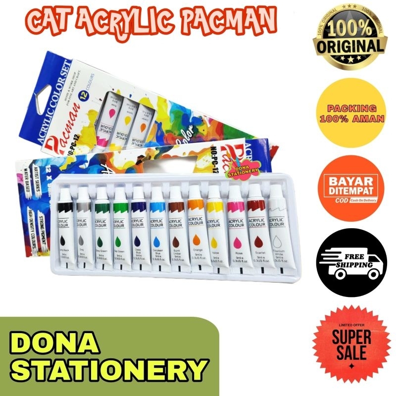 

HJK Cat Acrylic Pacman 12 Colours Cat Acrylic Water Based Cat Akrilik Murah