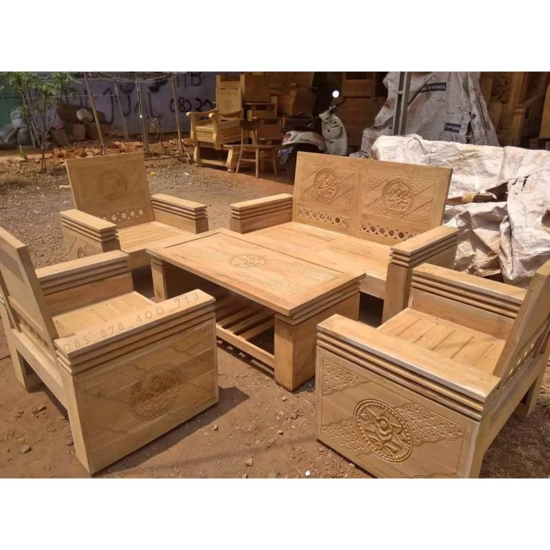 Ready Stok  Kursi Tamu Minimalis Full Kayu Jati Solid Tpk Perhutani Tua Kursi Tamu Minimalis Jati Ku