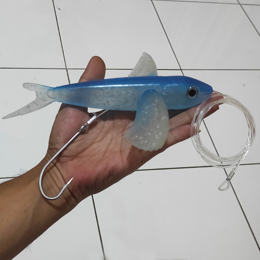 Softlure Ikan Terbang Silikon Kail Umpan Trolling Tuna Marlin Lure Umpan Tuna Tenggiri