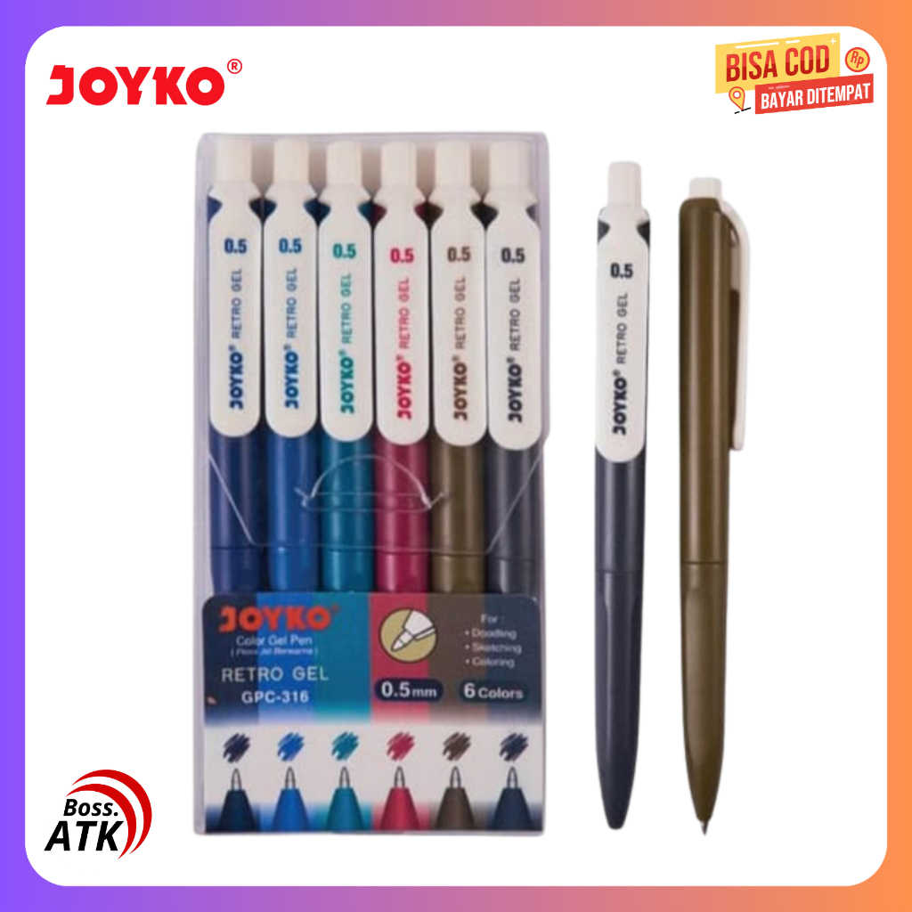 

JOYKO COLOR GEL PEN GPC-316 Retro Gel 6 Warna 0.5 mm PULPEN WARNA JOYKO