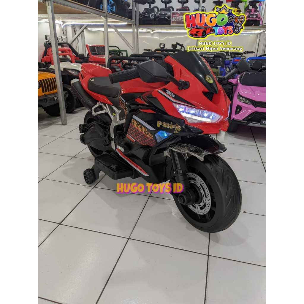 Motor Aki Anak Sport Ninja ZX25R Original Pacific SNI Motoran Ban Karet Jok Kulit Gas Tangan Yukita 