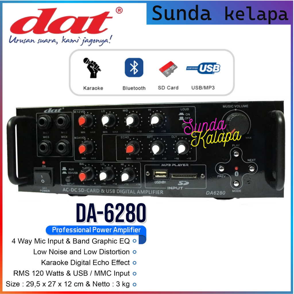 Power Amplifier Dat DA 6280 Amplifier karaoke Bluetooth Professional Audio Power Ampli Sound System