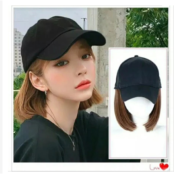 Wig Topi - Wig Topi Wanita Model Rambut Pendek