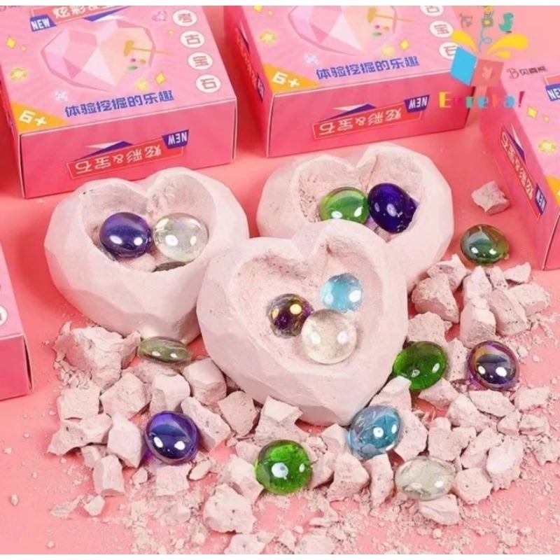 Mainan Gali Batu Fosil Permata Heart Stone Kreatif Anak