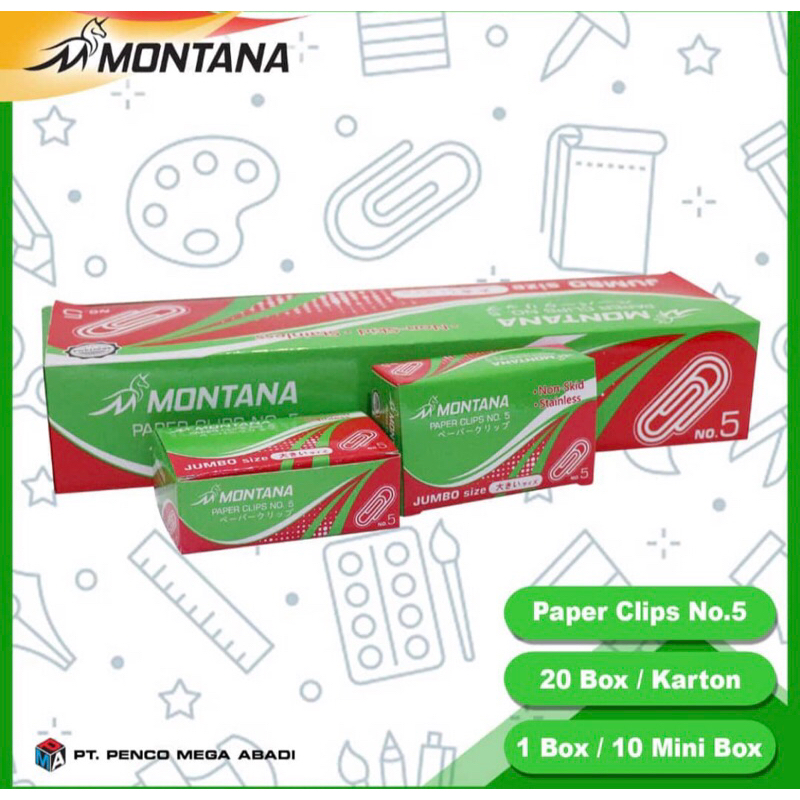 

1box kecil MONTANA paper clip No5 (jumbo)