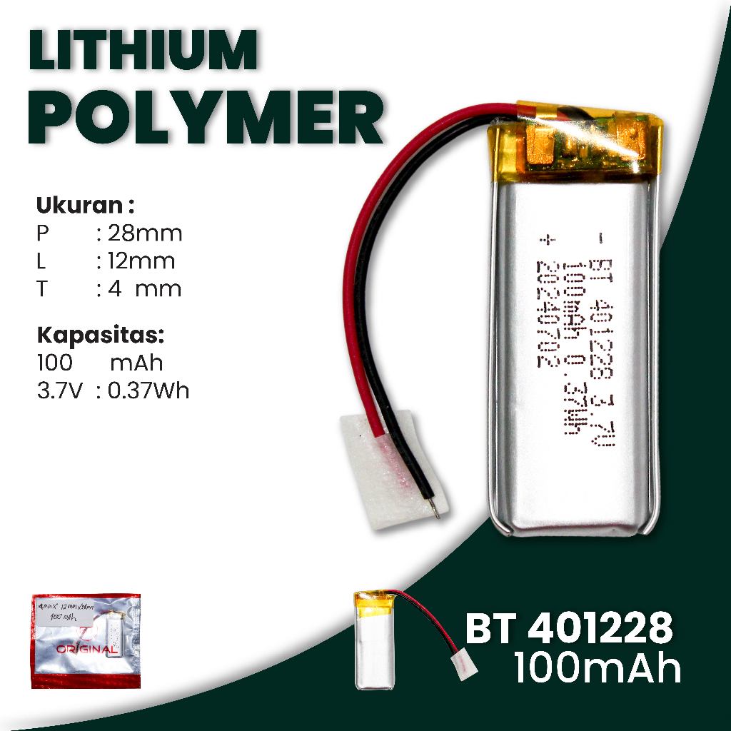 BUY 1 GET 1  Baterai LI-ON Polimer 401228 Baterai Headset Bluetooth / TWS / Lithium Polymer 401228 3