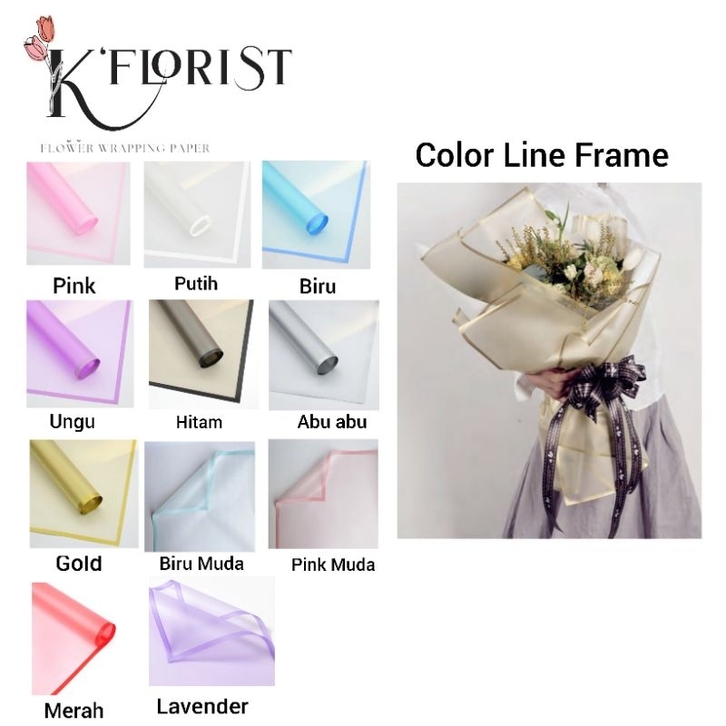 

[1 LEMBAR] Kertas Wrapping Buket Color Line Frame