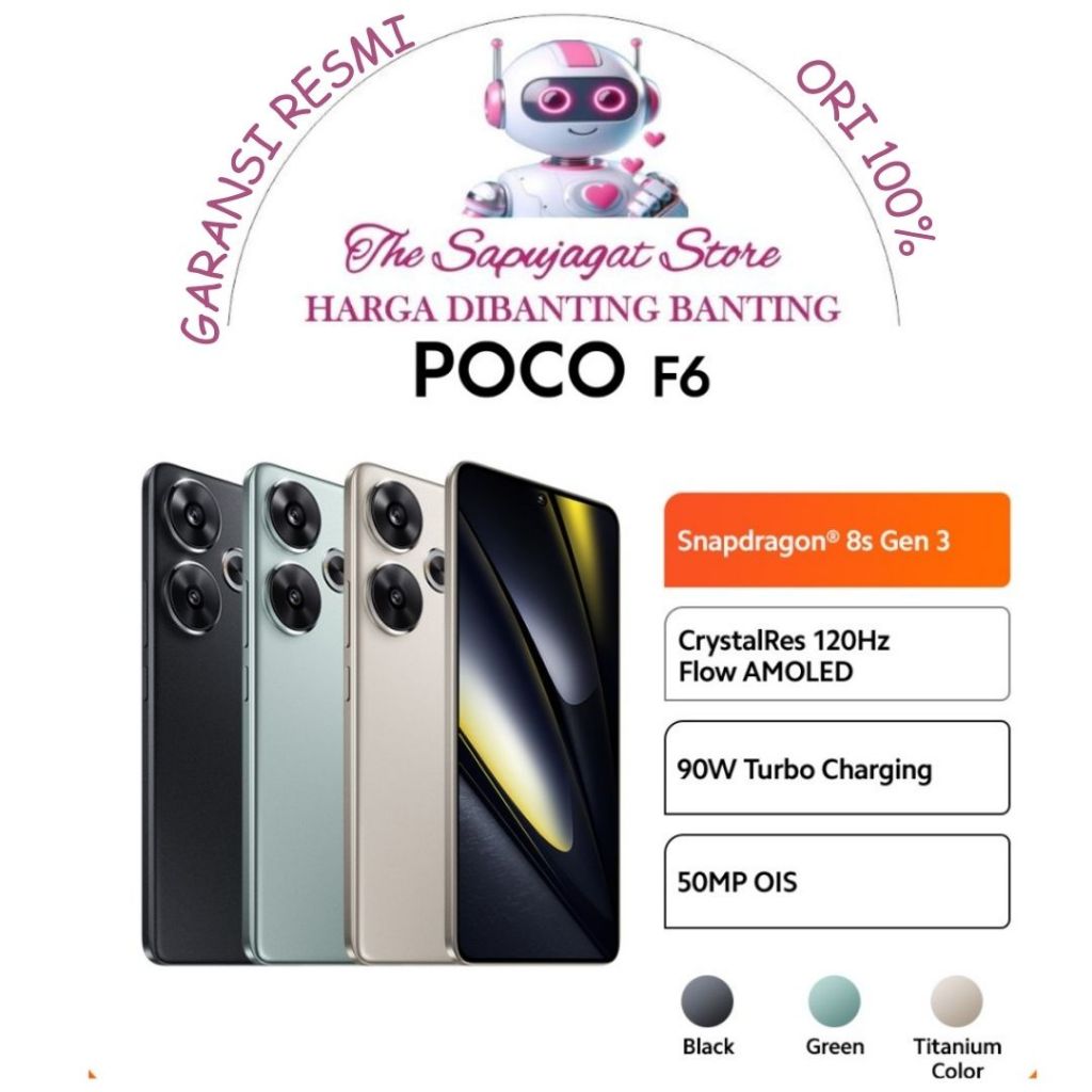 Xiaomi Poco F6 8/256 12/512 New Segel Box Garansi Resmi Promo Bandung by The Sapujagat Store