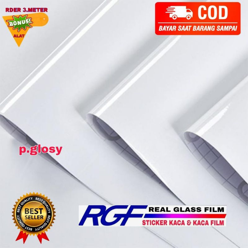 HPL PUTIH GLOSSY STIKER/DAPUR/MEJA/ALMARI/HPL STIKER LANTAI MUDAH DIPASANG