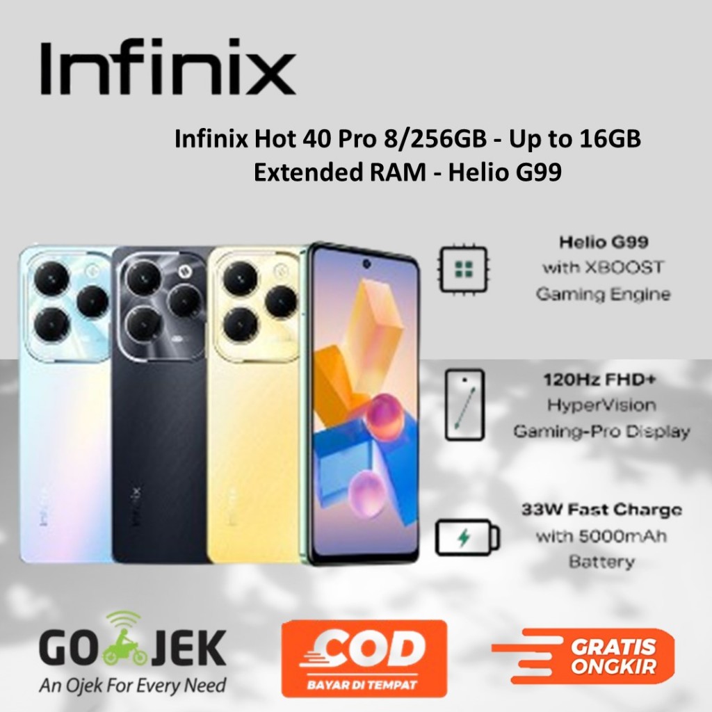 Infinix Hot 40 Pro 8/256GB - Up to 16GB Extended RAM - Helio G99