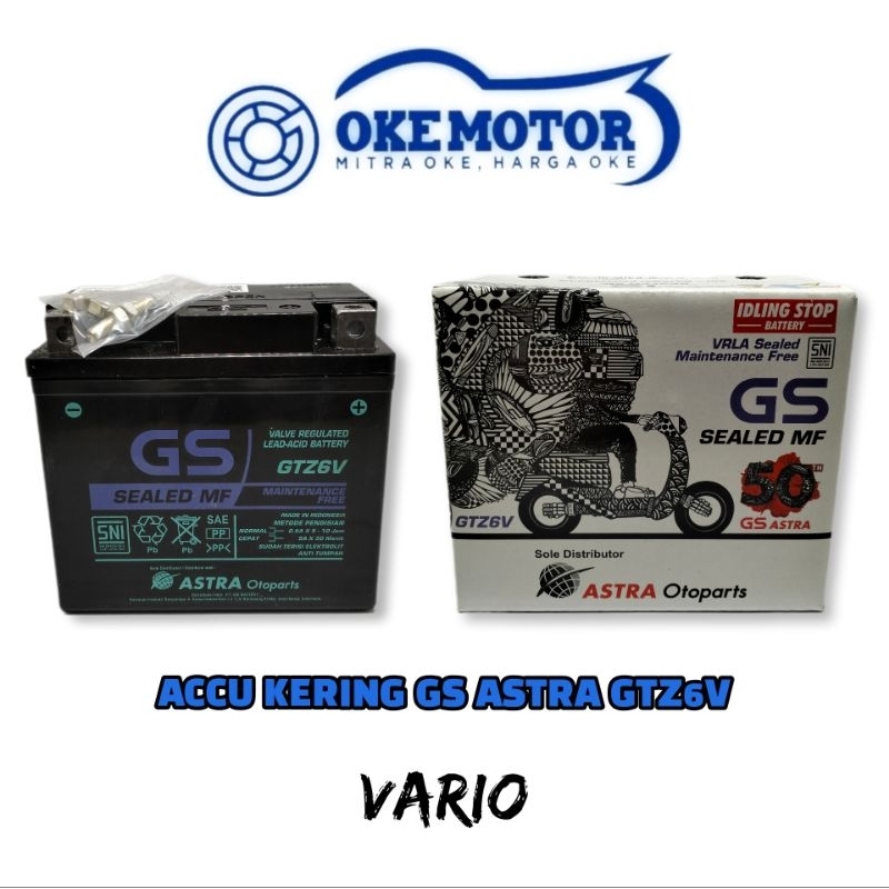 Aki Motor GS ASTRA SEALED MF KERING SPECIAL 50th GTZ-6V VARIO,VARIO125/LED,VARIO150