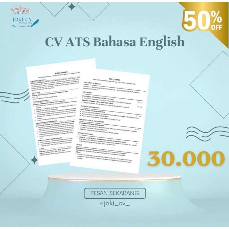 

CV ATS Inggris
