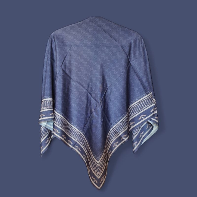 Hijab square voal motif - biru
