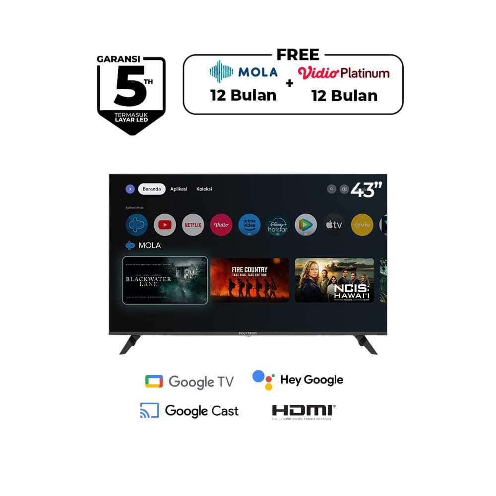 LED TV Polytron Smart Cinemax Google TV 43 inch PLD 43RG905