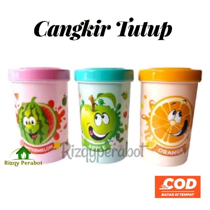 Cangkir Tutup / Mug Tutup / Gelas Plastik Tutup Pescara 500 ml Food Grade - Souvenir Ulang Tahun