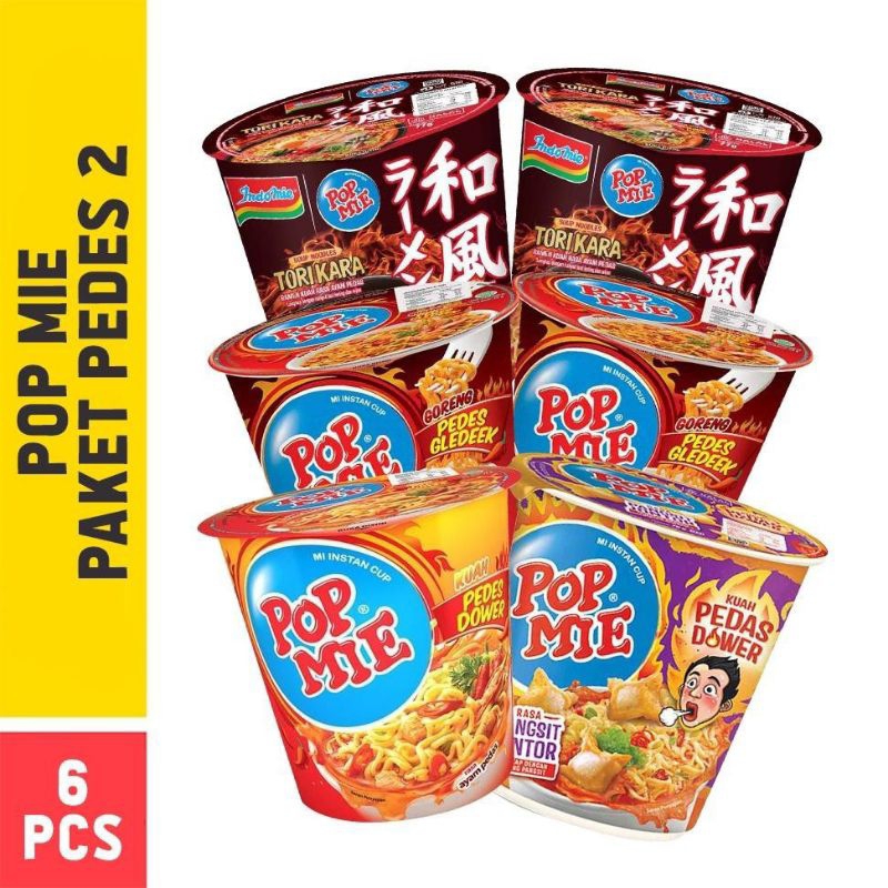 

Pop mie paket pedas isi 6 pcs